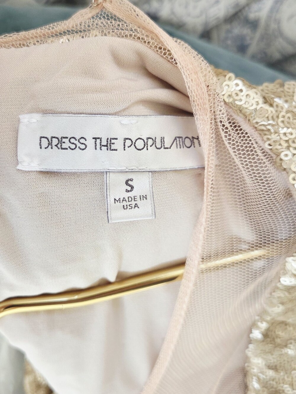 Dress The Population Michelle Sequin Gown In Glittering Gold Champagne Small - Picture 5 of 7